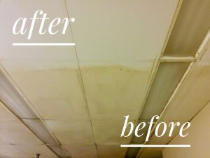 FRP ceiling tiles - before and after
